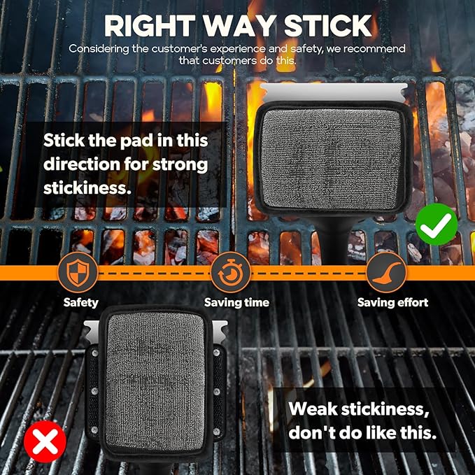 Grill Brush Bristle Free, Grill Brush with 5 Replacement Heads, Grill Cleaner Brush for Outdoor Grill, Cast Iron, Stainless Steel Grates, Grill Scraper Outdoor BBQ Grill, Dad Father Gift, Black
