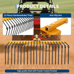 48 Inch Durable Pine Straw Rake Powder Coated Steel Landscape Rake Fits 2" Receiver for Lawn Tractors or ATV/UTV, Orange