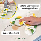Reusable Paper Towels - 24 Pack - Roll of Washable Cotton Cloth Paper Towels - Paperless Reusable Napkins Cloth Washable - Absorbent + Long Lasting - Zero Waste Products - (Lemon)