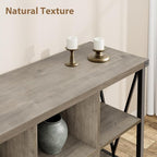 GarveeHome 8 Cube Storage Organizer Bookshelf, 3 Tier Metal Horizontal Bookcase, 62 Inch Console Bookshelf, Industrial Storage Bookcase for Entryway, Long Low Bookshelves for Living Room-Grey