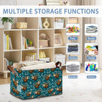 Funny Sloth Storage Baskets,Leaves Foldable Organizer Bin with Handles for Home Living Room Bedroom Closet Box 17x11.5x10Inch