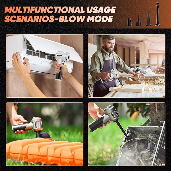 Saker Portable Handheld Vacuum Cordless Portable 17000PA Foldable Car Vacuum Cleaner Mini Dust Blower with Brushless Motor for Office Pet and Home Cleaning HL133