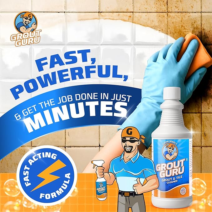 Grout Cleaner for Tile Floors 1 Quart Made in USA - Heavy Duty Tile Cleaner Ceramic Floor for Deep Cleaning Restore Easy to Use Bathroom Shower Kitchen Outdoor Porcelain