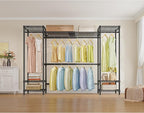 VIPEK X30 Expandable Clothes Rack Adjustable from 5' to 6'11", 950lbs Capacity Heavy Duty Portable Closet Wardrobe with 4 Hanger Rods & 7 Wire Shelves, Metal Closet System for Reach-in Closet, Black