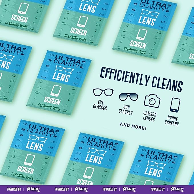 Powered by Nano Magic Lens Wipes for Eyeglasses, Screen Cleaning Wipes 210 Pack | Optical-Grade Pre-Moistened Nonabrasive Wipes | for Coated Eyeglasses, Sunglasses, Goggles, Optics