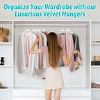 Sishynio Premium Velvet Shirt Hangers 50 Pack, Non-Slip 360° Swivel Hook Slim Felt Hanger, Space Saving Flocked Hangers for Tank Tops, Blouses, Strappy Dresses(White)