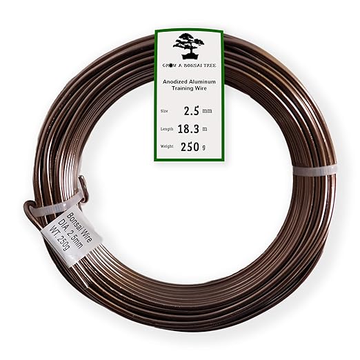 Anodized Aluminum 2.5mm Bonsai Training Wire 250g Large Roll (60 feet) - Choose Your Size and Color (2.5mm, Brown)