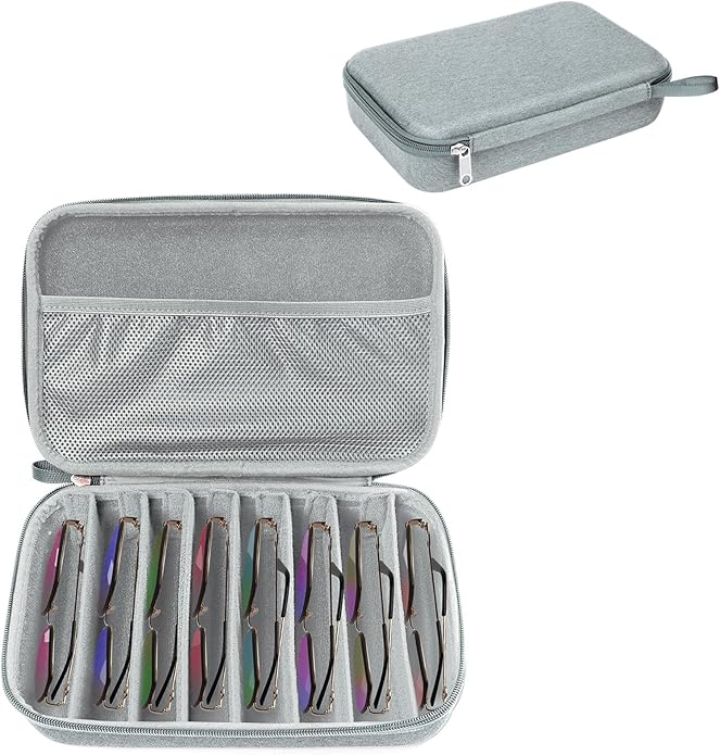 Bukere Travel Sunglasses Organizer Case Adjustable Slot For Multiple Eyeglasses Hard-shell Portable Storage Box for Men Women