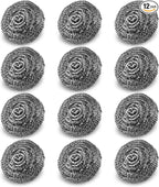 12 Pack Steel Wool Scrubber Pads, Stainless Steel Scrubber, Scrubbing Scouring Pad, Steel Wool Scrubbers for Pots and Pans, Stoves,Broiler Racks,Grills and More