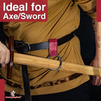 Armory Replicas - Hand Forged Medieval Viking Battle Axe Holder - Genuine Bovine Leather Functional Costume O-Ring Weapon Belt Holster