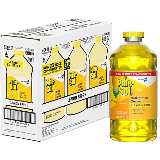Pine-Sol Multi-Surface Cleaner, CloroxPro, 2x Concentrated Formula, All-Purpose Cleaner, Lemon Fresh, 80 Fl Oz, Pack of 3