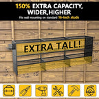 49" W Large Power Tool Organizer Wall Mount, 4 Layer Heavy Duty Metal Tool Storage Rack with 12 Drills Holder, Utility Racks for Garage Workshop, Ideal Garage Organization Gifts for Men