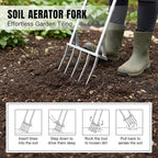 5-Tine Broad Fork Heavy Duty Garden Fork Built Tough for Lasting Durability Loosen and Aerate Clay Soil on Farms and in Home Gardens