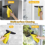 Rechargeable Window Vac, Window Vacuum Cleaner Set, Cordless Vacuum Squeegee with Built-in Spray Bottle, Electric Glass Cleaning Tool for Windows, Tiles, Mirrors, 200ml Water Tank