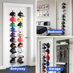 Aoodaily Hat Rack for Door - Two-Way Hanging Caps with Display Hooks and Hanger, Hat Organizer for Baseball Caps, Over the Door Hat Storage Organizer for Bedroom, Entrance or Garage Doors - 2 Packs
