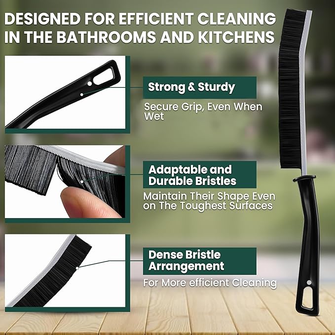 8 Pcs Crevice Cleaning Brush Set – Hard Bristle Cleaning Tools for Grout, Gaps & Narrow Spaces – Multi-Purpose Grout Brush, for Cleaning Bathroom, Shower, Window Tracks, Kitchen