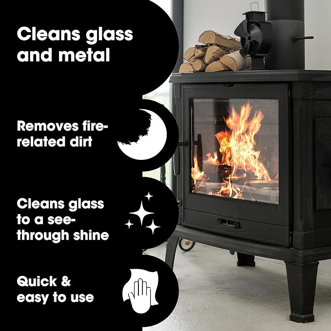 Furniture Clinic Stove Glass & Metal Cleaner - For Log Burner and Fireplace Glass Doors - Removes Soot, Dirt & Ash - Instant Results - 500ml / 17oz