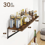 Fun Memories Deep Floating Shelves for Wall, 16W x 8D Wall Mounted Shelves Set of 2, Wide Display Ledge Shelf with Sturdy Metal Brackets for Living Room, Bathroom, Bedroom and Kitchen, Rustic Brown