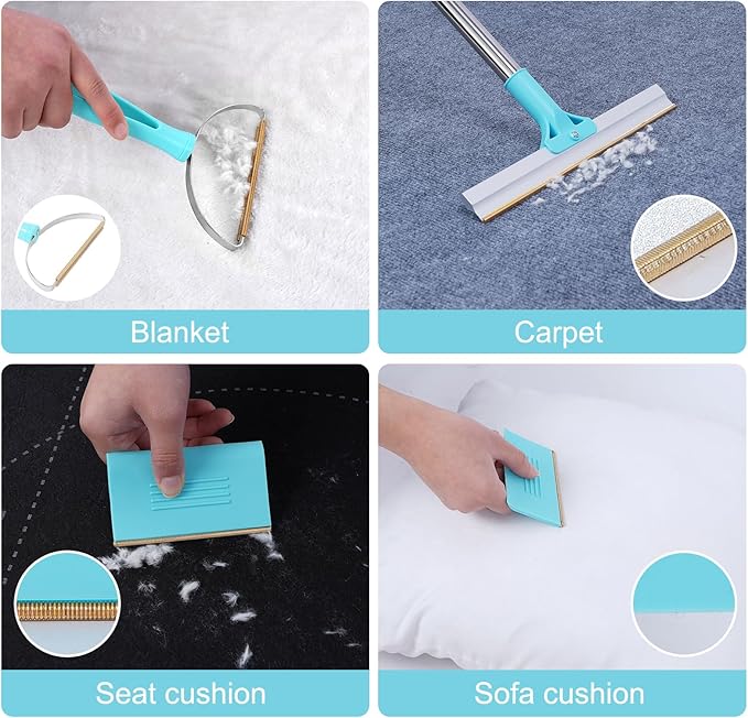 Carpet Rake for Pet Hair Removal, 54-Inch Adjustable Handle, Aluminum Alloy Deep Cleaner, Reusable Cat & Dog Hair Remover for Couches, Rugs, Mats, Fabric Furniture