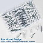 Self Drilling Drywall Anchors, 3 Size 114PCS Heavy Duty Dry Wall Anchors and Screws Kit for Hanging Sheetrock, 57 Self-Tapping Plastic Drywall Hangers and 57 Sheet Rock Screws-50/75/95 Lbs