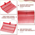 Lasnten 6 Pcs Manure Fork Replacement Head, 18 Tines Pitchfork Head with Screws and Nuts, Horse Manure Rake for Picking up Grass and Hay(Red)