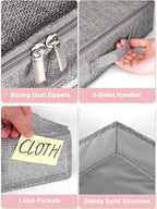 Low Profile Under Bed Storage Containers, 4" Tall Underbed Storage with Rigid Sidewalls & Bottom, Shallow Clothes Storage Organizer Bin with Lid for Couch Sofa Dorm, 2-Pack, 33.5 x 16 x 4 Inches Grey