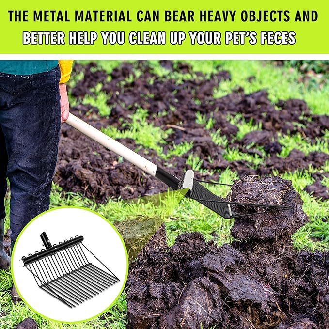 Tandefio 2 Pack Pitchfork Replacement Head Metal Horse Manure Rake Gardening Pitch Fork with Angled Tines for Horse Stall Poop Picking up(Black)