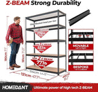 HOMEDANT 5 Tier Laminated Boltless Heavy Duty Garage Storage Adjustable Wide Size Metal Shelving Unit Utility Rack Shelves Organization Shelf Shed Warehouse 47.7" W x 18.2" D x 71.3" H 10Pack