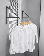 2 Pack Super Thin Retractable Clothes Rack, Laundry Space Saver Wall Mounted Foldable Clothes Drying Rack Black