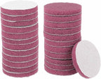 HARFINGTON 24pcs Scrubber Scouring Pads 500 Grits 3 Inch Drill Power Brush Hoop and Loop Surface Conditioning Disc Drill Scuffing Disc Scrub Pads for Home Kitchen Cleaning, Red