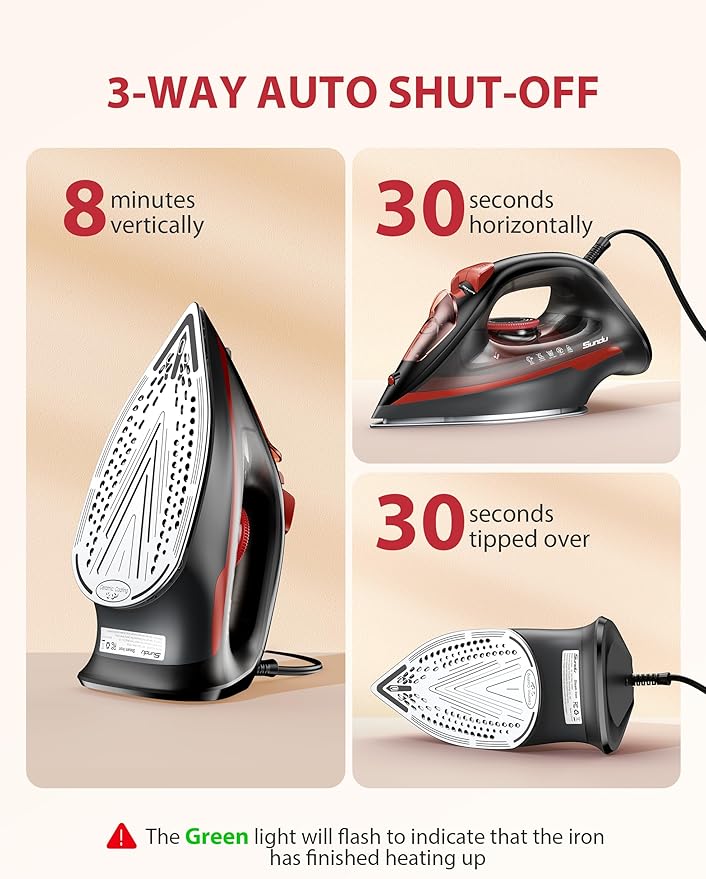 Irons Steamer for Clothes, 1500W Iron with Burst of Steam, 500 Microsteam Holes, Powerful Steam Iron, Auto shutoff, Self-Cleaning, 12.31oz Water Tank Ironing Clothes for All Fabrics