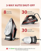 Irons Steamer for Clothes, 1500W Iron with Burst of Steam, 500 Microsteam Holes, Powerful Steam Iron, Auto shutoff, Self-Cleaning, 12.31oz Water Tank Ironing Clothes for All Fabrics