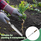 HARFINGTON Seeding Widger 13.6 x 1.26 Stainless Steel Garden Hand Shovel Seed Trowel with Wooden Handle Long & Narrow for Planting Weeding Digging