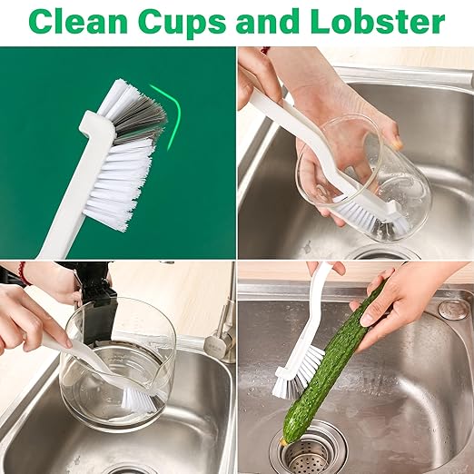 Multifunctional Cleaning Brush Set, 15Piece Household Crevice Tool Kit with Long Handle Thin Scrub for Bathroom Toilet, Small Kitchen Gap Sliding Door Flat Narrow Spaces Hard Bristle Home