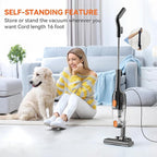 Vazone R6X Corded Stick Vacuum Cleaners for Home, 30000pa Powerful Suction Stick Vacuum with 16Ft Cord, 2 in 1 Lightweight Vacuum Cleaner for Hard Floor Pet Hair (Orange)