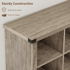 GarveeHome 8 Cube Storage Organizer Bookshelf, Farmhouse Horizontal Bookcase, 62 Inch Wood Storage Bookcase for Entryway, Long Low Bookshelves for Living Room (Grey, 8 Cube)