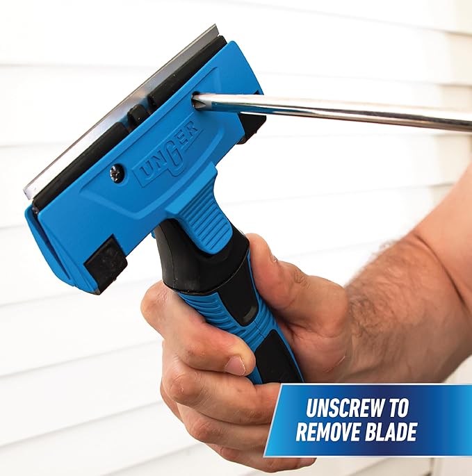 Unger 12” Professional All-Purpose Scraper Replacement Blades, 10 Pack, Dual-Sided Adhesive Cleaning Supplies for Windows, Glass, Floors, Paint, Stickers, Gum Removal