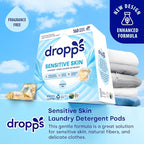 Dropps Sensitive Skin Laundry Detergent Pods, Unscented (160 Count) - Dermatologist Tested Laundry Pods - HE Compatible Laundry Supplies for Clean Clothes, Vegan & Dye-Free