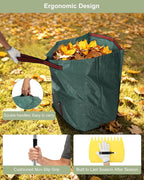 Leaf Rake Set: Adjustable Metal Leaf Rake with Expandable Head, 53 Gallon Reusable Collapsible Leaf Bag & Leaf Scoops Pick Up - Garden Leaf Collector Bag Holder Tools Lawn Yard Waste Cleaning