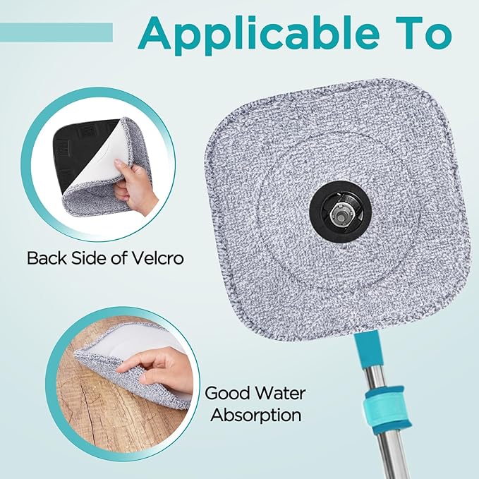 10 Pack 8.6" Square Microfiber Mop Pads Refills, Machine Washable, Highly Absorbent, Compatible with for True & Tidy Spin Mop and Most Square Spin Mops & Bucket