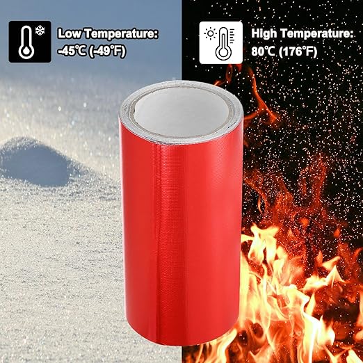 PATIKIL Awning Repair Tape 8m x 20cm Waterproof Canvas Tape High Adhesive Tear Repair Patch Kit for PVC Tarpaulin Tent Awning Fabric RV Sail Boat Cover, Red (7.87" x26.24ft)