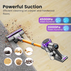 S3 Cordless Vacuum Cleaner, 45kPa Powerful Suction Vacuum Cleaners for Home, 55-Min Runtime Rechargeable Stick Vacuum, Self-Standing, for Pet Hair Carpet Hard Floor, LED Display
