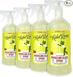 Rebel Green Sparkling Glass Cleaner - Streak Free Glass Cleaner Spray - Natural Glass & Surface Spray for Windows, Mirrors, & More - Scented with Peppermint & Lemon - (32 Ounce Bottles, 4 Pack)