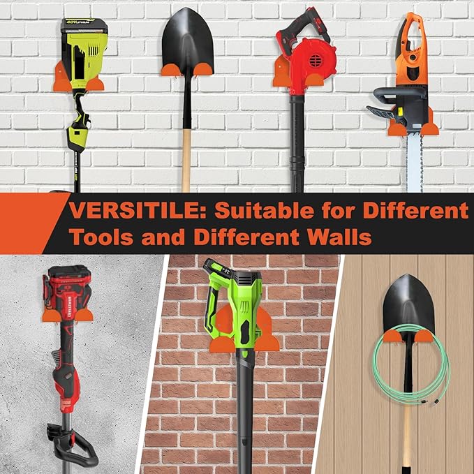 Garage & Garden Tool Hanger - 7" Heavy Duty Wall Mounted Trimmer Rack for Weed Eater, Holder for Grass Trimmer/Hedge Trimmer/Leaf Blower/Chainsaw, 1 Pack - Garage Storage Organization Solution