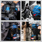 Dong Cheng 20V Brushless Impact Wrench, Max Torque 360 ft-lbs (488N.m), 1/2" with 3 Mode Speed, 2400 RPM Cordless Impact Gun, Includes 2 * 4.0Ah Battery and Charger, 4 Impact Sockets and Kit Bag