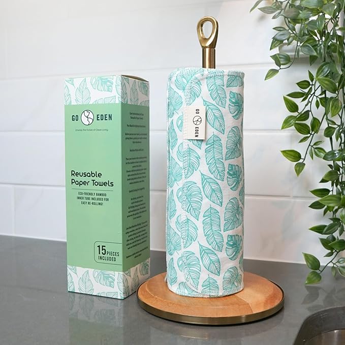 Reusable Paper Towels - Pack of Paperless & Washable Towels, 100% Cotton, Highly Absorbent, and Built to Last, Kitchen Dish Cloth Alternative (Pastels, 15 Pieces)