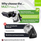 Gtech Multi Platinum Cordless Handheld Vacuum Cleaner - Portable Vacuum Cleaner for Car, Home, and More - Reinforced with Lightweight Aluminum - Rechargeable - 30 Mins Runtime