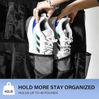 35Large Pockets Over The Door Shoe Organizer, Mesh Pockets Shoe Holder Rack, Capacity Shoe Hanging Storage，door shoe rack With 4 Metal Hook.