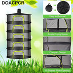 5 Layer Herb Drying Rack, Herb Drying Rack Hanging Mesh, Foldable Bud Drying Net with U-Shaped Zipper, Hooks, for Drying Herbs Plants, Flowers, Fruits, Food, Camping (5 Layers-23.62'')