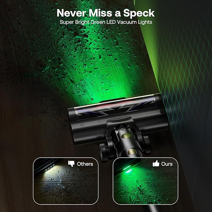 Cordless Vacuum Cleaner with Self-Standing, 50 mins Runtime Lightweight Stick Vacuum with Powerful Suction, Anti-Tangle Wireless Vacuum Versatile for Hard Floor/Carpet/Pet Hair, Gold